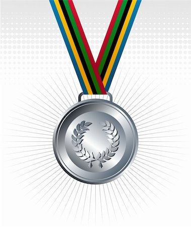 simsearch:400-03913360,k - Sport silver medal with ribbon background. Vector file layered for easy manipulation and customisation. Photographie de stock - Aubaine LD & Abonnement, Code: 400-06355974