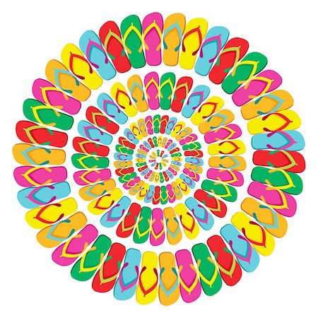 Multicolored flip flops mandala isolated over white background. Vector file layered for easy manipulation and custom coloring. Stock Photo - Budget Royalty-Free & Subscription, Code: 400-06355986