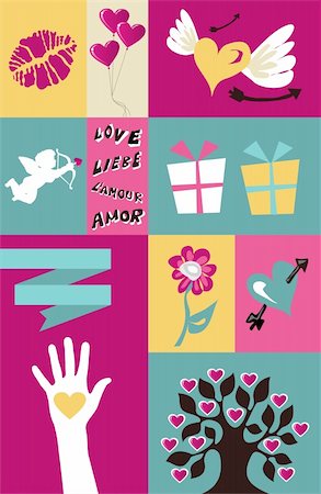 simsearch:400-08963664,k - Happy lovers day greeting element set background. Vector file available. Photographie de stock - Aubaine LD & Abonnement, Code: 400-06356004