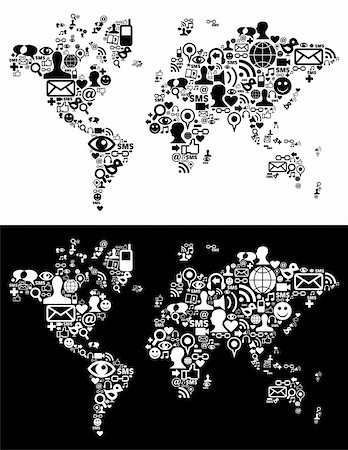 simsearch:400-07216073,k - Social media icons set in Earth globe map shape illustration. Vector file layered for easy manipulation and customisation. Foto de stock - Royalty-Free Super Valor e Assinatura, Número: 400-06356000