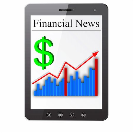simsearch:400-04356122,k - Financial News on Tablet PC. Isolated on white. Vector  illustration. Stock Photo - Budget Royalty-Free & Subscription, Code: 400-06356028