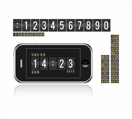 Realistic flip clock phone. Easy edit. Stock Photo - Budget Royalty-Free & Subscription, Code: 400-06356047