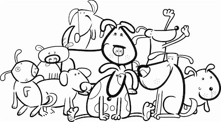 simsearch:400-06356130,k - Cartoon Illustration of Cute Dogs or Puppies Group for Coloring Book Stockbilder - Microstock & Abonnement, Bildnummer: 400-06356132
