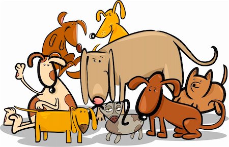 simsearch:400-06356130,k - Cartoon Illustration of Funny Dogs or Puppies Group Stockbilder - Microstock & Abonnement, Bildnummer: 400-06356133