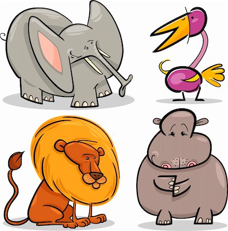 simsearch:400-08651005,k - cartoon illustration of four cute African animals set Stock Photo - Budget Royalty-Free & Subscription, Code: 400-06356141