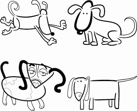 simsearch:400-06101888,k - cartoon illustration of four cute dogs or puppies set for coloring book Foto de stock - Super Valor sin royalties y Suscripción, Código: 400-06356150