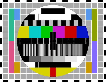 Classic pattern for testing TV signal quality in PAL television systems Stock Photo - Budget Royalty-Free & Subscription, Code: 400-06356204