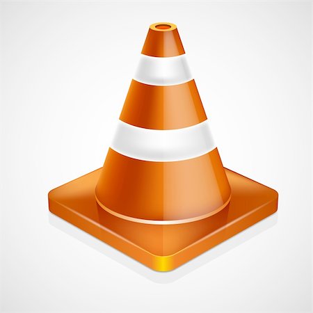 simsearch:400-08093747,k - Orange highway traffic cone with white stripes Fotografie stock - Microstock e Abbonamento, Codice: 400-06356223
