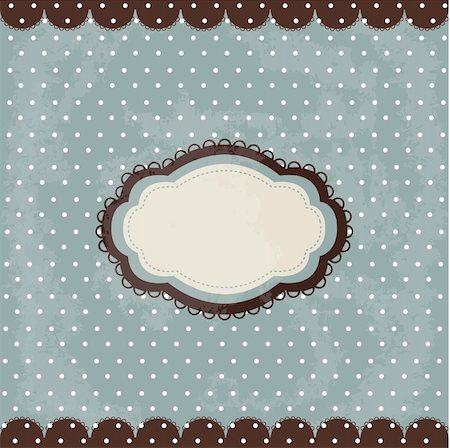 decorative borders for greeting cards - Vintage polka dot design, brown frame Stock Photo - Budget Royalty-Free & Subscription, Code: 400-06356283