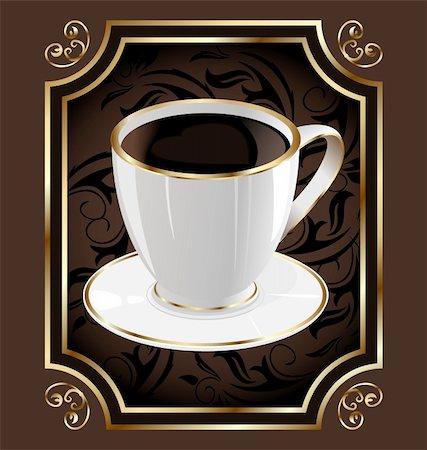 simsearch:614-07032061,k - Illustration vintage label for wrapping coffee, background with coffee cup - vector Stock Photo - Budget Royalty-Free & Subscription, Code: 400-06356342