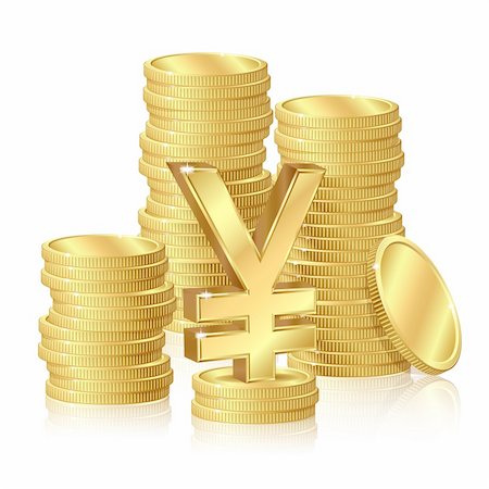 simsearch:400-06861194,k - Stacks of gold coins and yen sign Stockbilder - Microstock & Abonnement, Bildnummer: 400-06356438