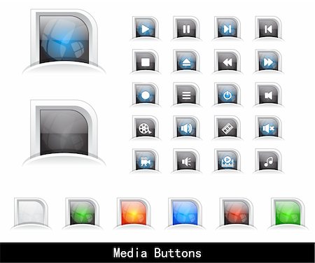 Set of color plastic buttons for web. Vector illustration. Stock Photo - Budget Royalty-Free & Subscription, Code: 400-06356495