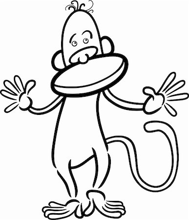 simsearch:400-07668243,k - cartoon illustration of cute monkey for coloring book Photographie de stock - Aubaine LD & Abonnement, Code: 400-06356586