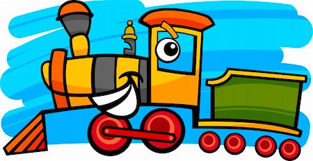 simsearch:400-08134329,k - cartoon illustration of cute steam engine locomotive or train character Stock Photo - Budget Royalty-Free & Subscription, Code: 400-06356609