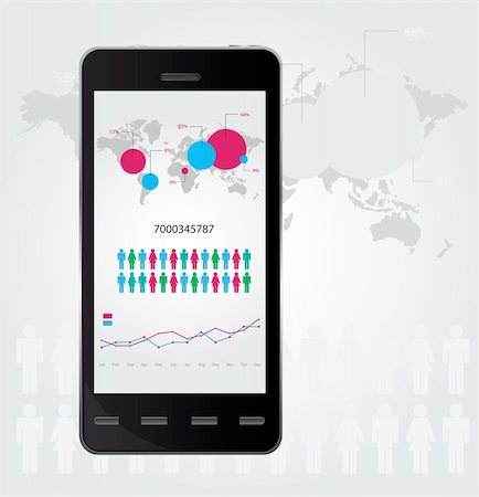 Mobile infographic. Set of graphs and chats. Vector illustration Stock Photo - Budget Royalty-Free & Subscription, Code: 400-06356709