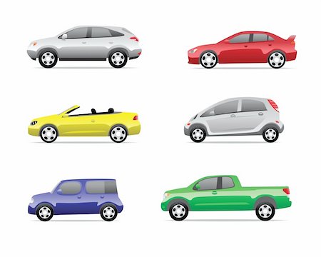 Cars icons set isolated on white background, no transparencies. Stock Photo - Budget Royalty-Free & Subscription, Code: 400-06356873