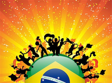 simsearch:400-06200146,k - Vector - Brazil Sport Fan Crowd with Flag Fotografie stock - Microstock e Abbonamento, Codice: 400-06356898