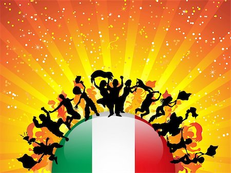 simsearch:400-05752560,k - Vector - Italy Sport Fan Crowd with Flag Photographie de stock - Aubaine LD & Abonnement, Code: 400-06356909
