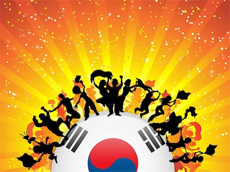 simsearch:400-05752560,k - Vector - South Korea Sport Fan Crowd with Flag Photographie de stock - Aubaine LD & Abonnement, Code: 400-06356916