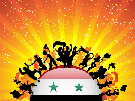 simsearch:400-05752560,k - Vector - Syria Sport Fan Crowd with Flag Photographie de stock - Aubaine LD & Abonnement, Code: 400-06356919