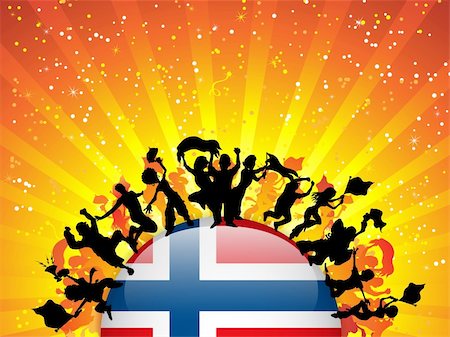 simsearch:400-05752560,k - Vector - Norway Sport Fan Crowd with Flag Photographie de stock - Aubaine LD & Abonnement, Code: 400-06356913