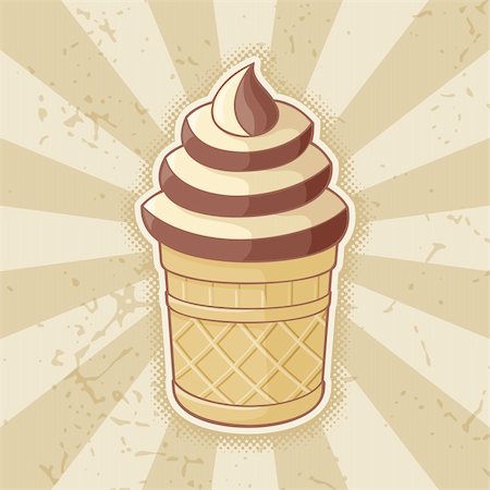 fractal (artist) - Ice cream cup icon with retro colors on grunge beige background. Stock Photo - Budget Royalty-Free & Subscription, Code: 400-06356985