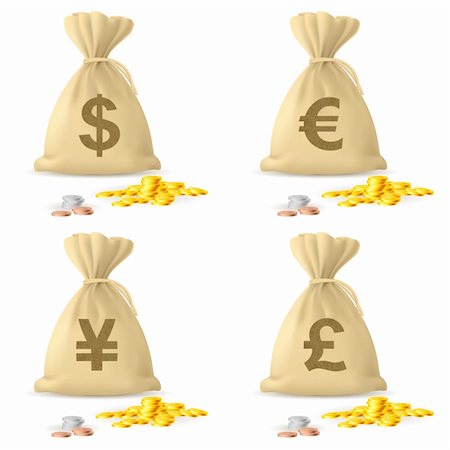 Set of Money Bags. Illustration on white background Foto de stock - Super Valor sin royalties y Suscripción, Código: 400-06357034