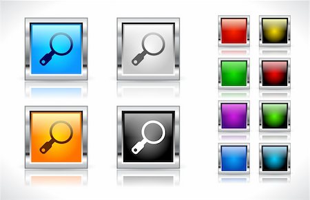 simsearch:693-06667845,k - Color metal square buttons for web with icon. Vector illustration. Photographie de stock - Aubaine LD & Abonnement, Code: 400-06357209