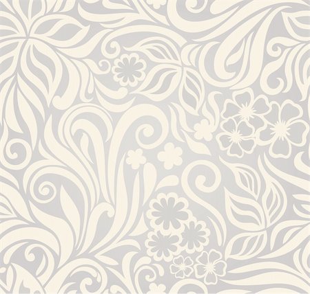 Decorative graphic curly seamless background with flowers and leaves Stock Photo - Budget Royalty-Free & Subscription, Code: 400-06357283