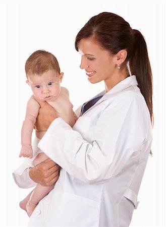 simsearch:400-04114664,k - female doctor holding a baby on white isolated background Foto de stock - Royalty-Free Super Valor e Assinatura, Número: 400-06357370