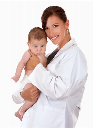 simsearch:400-04114664,k - female doctor holding a baby on white isolated background Foto de stock - Royalty-Free Super Valor e Assinatura, Número: 400-06357371