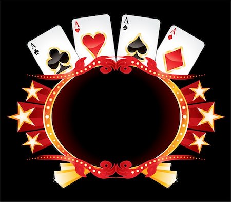 Cards with poker symbols over vintage gold frame Stock Photo - Budget Royalty-Free & Subscription, Code: 400-06357412