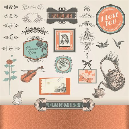frame vector vintage - Set of vector vintage elements and labels Stock Photo - Budget Royalty-Free & Subscription, Code: 400-06357457