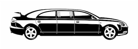 simsearch:400-04121043,k - black and white vector illustration of limousine. Foto de stock - Super Valor sin royalties y Suscripción, Código: 400-06357523