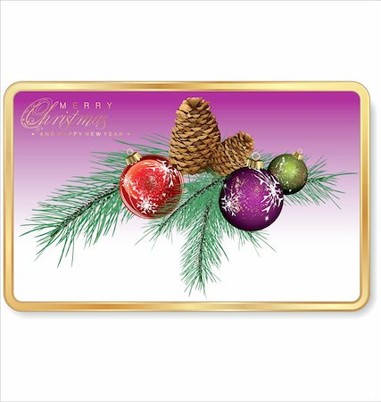 simsearch:400-04546543,k - Merry Christmas greeting card vector illustration Foto de stock - Royalty-Free Super Valor e Assinatura, Número: 400-06357562