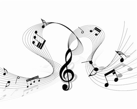 swirled music note symbols - Vector musical notes staff background for design use Stock Photo - Budget Royalty-Free & Subscription, Code: 400-06357626