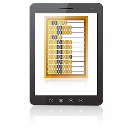 simsearch:400-04907702,k - Black tablet PC computer  with abacus isolated on white background. Vector  illustration. Stock Photo - Budget Royalty-Free & Subscription, Code: 400-06357822