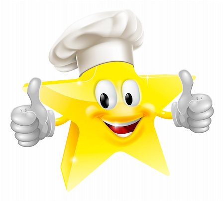 Illustration of a star mascot in a chef or baker's hat, concept for best chef or similar Stock Photo - Budget Royalty-Free & Subscription, Code: 400-06357877