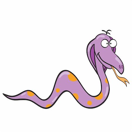 Vector illustration of smiling cute cartoon snake. Stock Photo - Budget Royalty-Free & Subscription, Code: 400-06357988