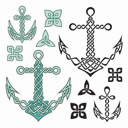 Anchor illustrations inspired from Celtic knot designs. Stock Photo - Budget Royalty-Free & Subscription, Code: 400-06358044