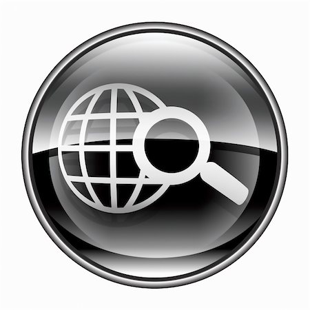 simsearch:400-06358064,k - globe and magnifier icon black, isolated on white background. Foto de stock - Royalty-Free Super Valor e Assinatura, Número: 400-06358063