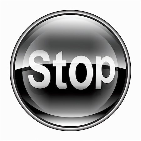 simsearch:400-05350670,k - Stop icon black, isolated on white background Photographie de stock - Aubaine LD & Abonnement, Code: 400-06358085