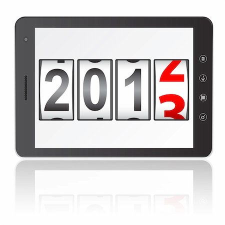 simsearch:400-04907702,k - Tablet PC computer with 2013 New Year counter isolated on white background. Vector  illustration. Stock Photo - Budget Royalty-Free & Subscription, Code: 400-06358124