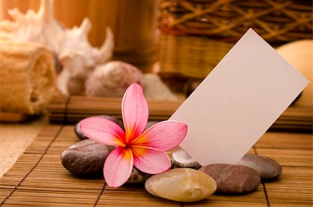 petal on stone - tropical spa with frangipani flowers arrangement and blank card for ads purpose Stock Photo - Budget Royalty-Free & Subscription, Code: 400-06358133