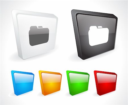 red and blue folder icon - Color 3d square shiny buttons for web. Vector illustration Stock Photo - Budget Royalty-Free & Subscription, Code: 400-06358224
