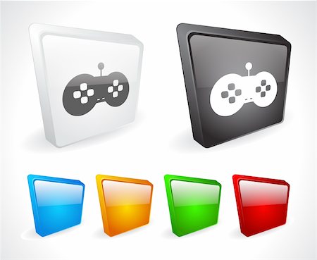 Color 3d square shiny buttons for web. Vector illustration Stock Photo - Budget Royalty-Free & Subscription, Code: 400-06358227