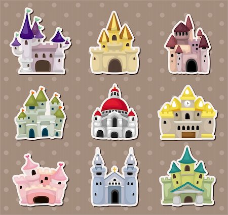 fairy tale characters how to draw - cartoon Fairy tale castle stickers Stock Photo - Budget Royalty-Free & Subscription, Code: 400-06358464