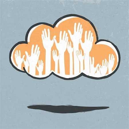 Cloud hands. Hand-drawn vector illustration, EPS10. Stock Photo - Budget Royalty-Free & Subscription, Code: 400-06358506