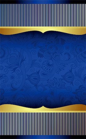elegant wine labels images - Illustration of abstract blue floral and gold background. Stock Photo - Budget Royalty-Free & Subscription, Code: 400-06358833