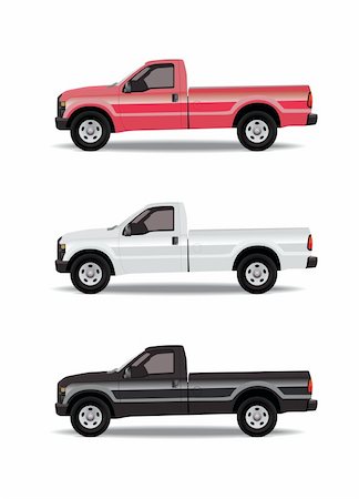 Pick-up trucks in three colors - red, white and black Stockbilder - Microstock & Abonnement, Bildnummer: 400-06358888